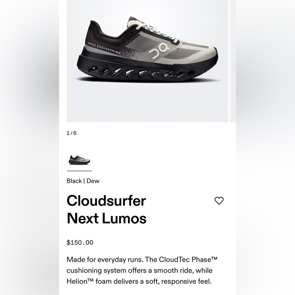 ON Cloudsurfer Next Lumos Womens Sz 9 3WE30543714 Black/Dew Worn 1X Indoors!